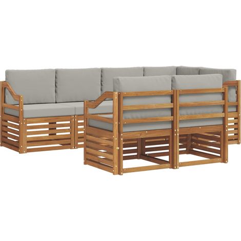Ensemble de canapé d'angle 7 pcs Gris Naturel et Clair vidaXL (1/5)