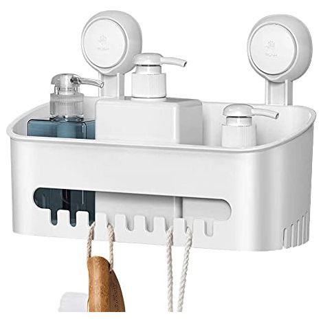 Shower Caddy, Powerful Suction Cup Shower Caddy Holder Bathroom Vacuum Hanging Shelf Organizer Box for Shampoo, Conditioner, Soap, Shaver Home Kitchen Accessories Storage Container (1/5)