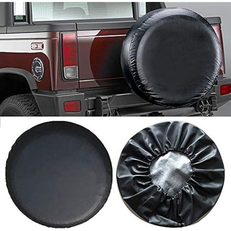Housse de roue de secours universelle en PVC pour voiture, SUV, caravane, camping-car, sac de rangement facile à nettoyer, noir 17" (78-81 cm) (1/3)