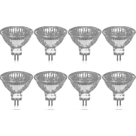 Lot de 8 ampoules halogènes GU5.3 MR16 35W 12V dimmables - Blanc chaud 2800K, 400 lumens, couvercle en verre (1/4)