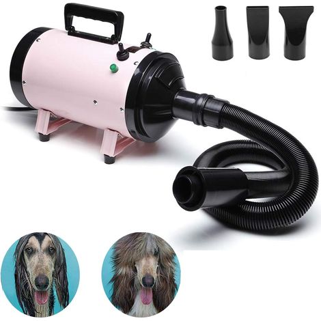 Dog Hair Dryer Professional 2800W Low Noise with 3 Nozzles & Extendable Hose Fur Blaster Grooming Dryers Adjustable Temperature for Pets Cats Dogs