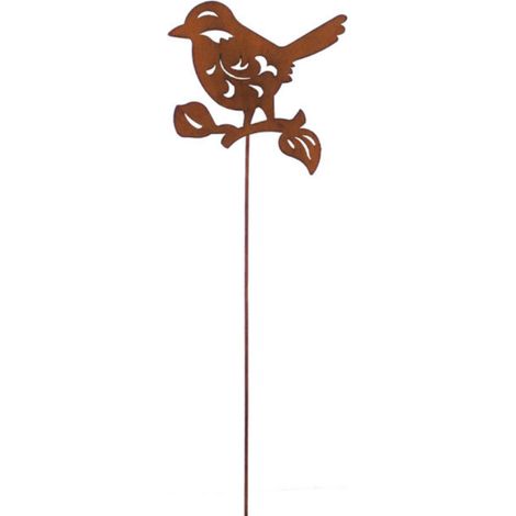 Oiseau en métal sur tuteur - Déco de jardin 78cm