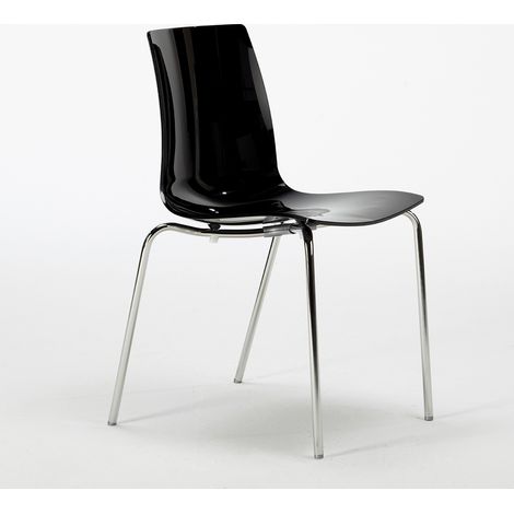 Silla para bar y cocina con soporte de acero apilable Lollipop Grand Soleil - Negro
