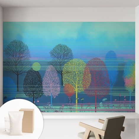 Carta Da Parati Non Tessuto - Di Alta Qualità Per Il Soggiorno La Cucina - Tendenze Moderne - Vlies Ecologico Armonia colorata 152x104 cm (1/5)