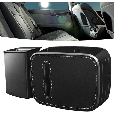 Sac poubelle voiture détachable, boîte déchets auto accrochée au dossier de siège, range-déchets noir (1/5)