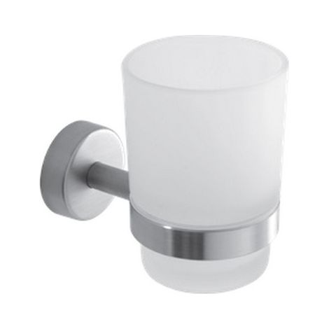 Bicchiere portaspazzolini a muro in acciaio inox satinato e vetro Monde-S kamalu