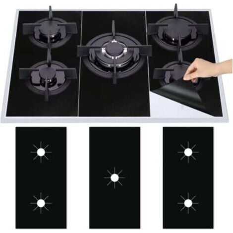 3Pcs Plaque de Cuisson à Gaz Protection en Téflon, Tapis de Cuisinière à Gaziniere Gaz Réutilisables, Protection d'écran Anti-adhésif, Nettoyage Rapide (1/4)