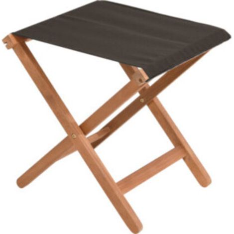 Tabouret de jardin pliant en bois d'acacia et tissu noir