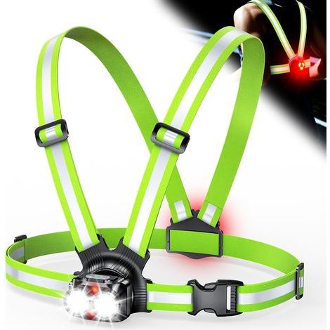 ISEYOU 800LM Lauflampe, 6 Modi, verstellbarer Abstrahlwinkel (45°), wasserdicht (IPX5), wiederaufladbare Brustlampe für Joggen, Spazierengehen und Outdoor-Sportarten, 4–25 Stunden Akkulaufzeit (1/5)