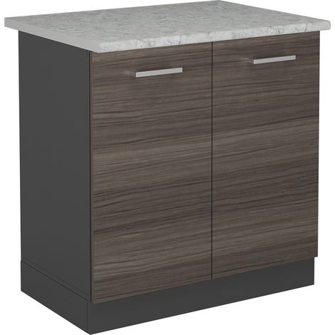 Meuble bas sous-évier R-Line, Gris noble, 80cm PT Marbre, Vicco (1/5)