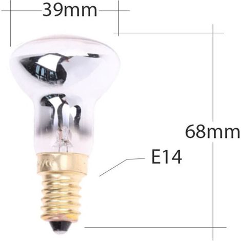 Ampoule E14 R39 30W, dimmable, lumière blanche chaude 2600K, 300lumens, convient aux lampes à bulles chauffantes, paquet de 3. (1/4)