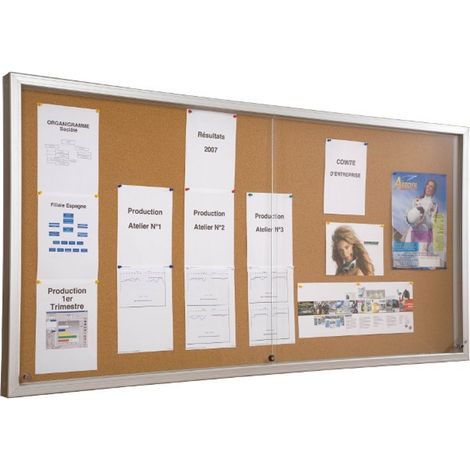 PROVOST - Vitrine intérieure coulissante en aluminium avec fond en liège