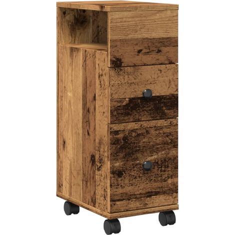 Maison Exclusive - Mobile da Bagno Stretto con Ruote Legno Vecchio in Truciolato