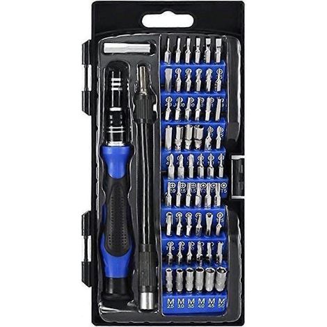 Kit de tournevis magnétique de précision 54 en 1, outil de réparation pour ordinateurs portables, ordinateurs, lunettes et appareils électroménagers (bleu) (1/5)