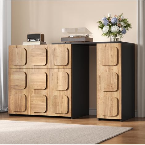 Modulares Holz-Sideboard mit Türen und Schubladen, Push-to-Open, 107,5-158,5 cm, OKWISH (1/5)