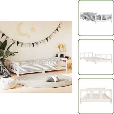 The Living Store Estructura de cama para niños madera de pino blanco 90x200 cm - Estructura de cama