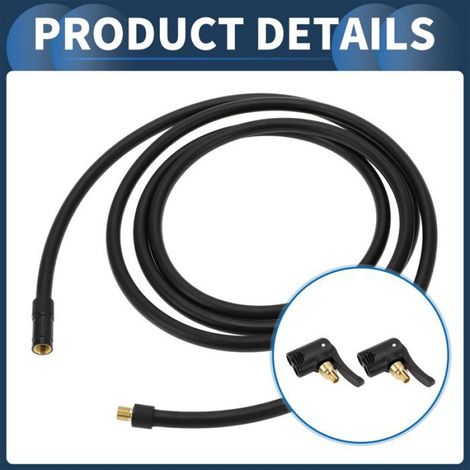 Pièce de pompe à pied Tube de rallonge pour 78,74" 7,8mm ID Adaptateur valve pneu avec embout Caoutchouc Noir (1/5)