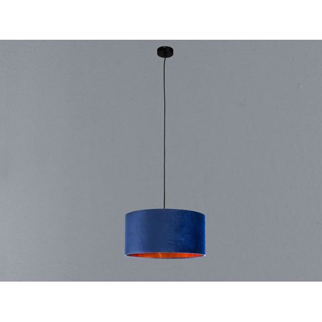 LED Pendelleuchte Vintage mit Lampenschirm Samt Blau / Gold, Ø 40cm (1/5)