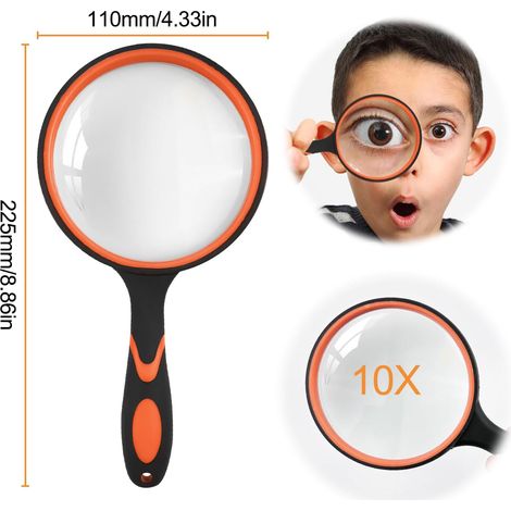Loupe de Lecture 100 mm avec Poignée Antidérapante pour Âgées et Enfants - Lecture de Livres Scientifiques, Journaux, Insectes, Loisirs (1/5)