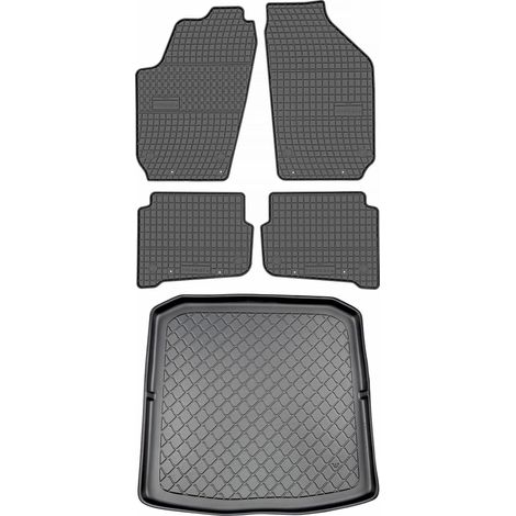 Juego de alfombrillas de goma para Skoda Fabia I (6Y) Kombi de 2000 a 2007: alfombrilla para coche + alfombrilla para maletero. (1/5)