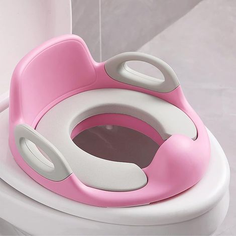 Abattant WC Enfant - 1 Pièce - Polypropylène Rose - Avec Poignée Et Protection - Pour 1 à 8 Ans - 37x33x16 Cm (1/5)
