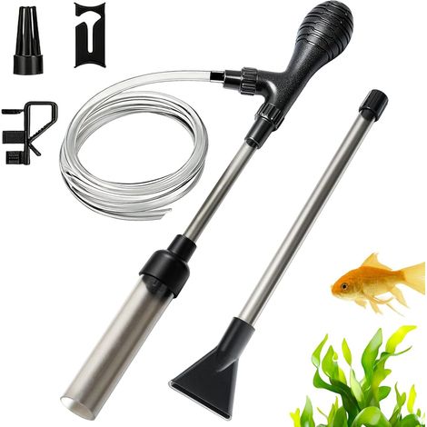 Aspirateur d'aquarium 3 en 1 avec tuyau de 2 m - Forte puissance d'aspiration pour un nettoyage facile du gravier, de la boue du sol et du verre à eau de poisson (1/5)
