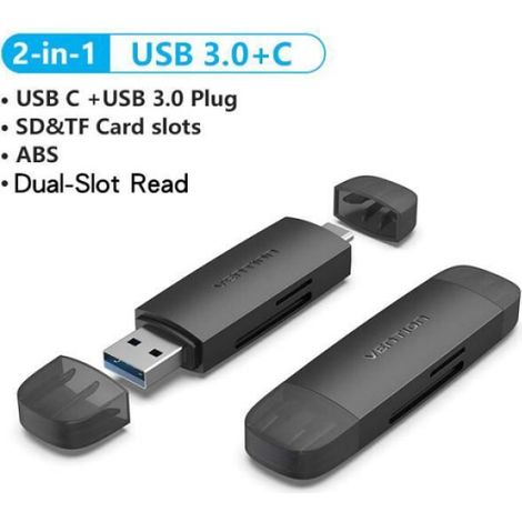 Lecteur De Cartes Mémoire - USB 3.0 Vers Micro SD Et TF - Compatible Windows Mac Linux iOS Android - 2 En 1 Dual Slot - 512 Go Max - 1 Pièce