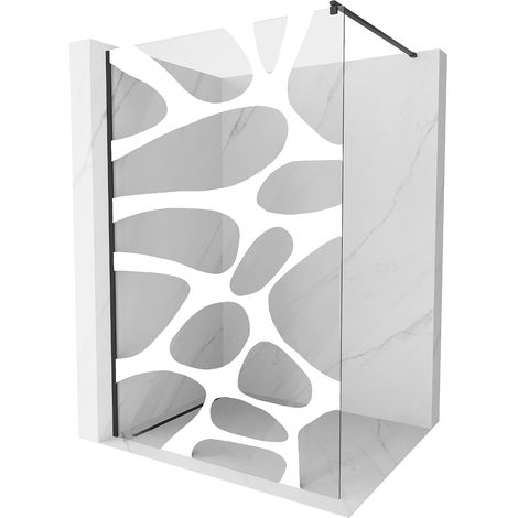 Mexen Kioto Duschwand 140 x 200 cm, Transparent/Weißes Design 8 mm, Schwarz - 800-140-101-70-97