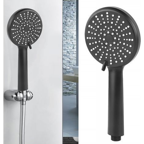 Hochdruck-Wasserspar-Duschkopf, verstellbarer Duschkopf fürs Badezimmer, wassersparender Duschkopf, 5-stufige Hochdruck-Handbrause, Schwarz, Tokaneit (1/5)