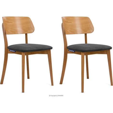 KONSIMO Esszimmerstühle 2 St VINIS Gestell aus Massivholz, Graphit, Stoff/Holz, Modern, 47x80,5x45 cm (1/5)