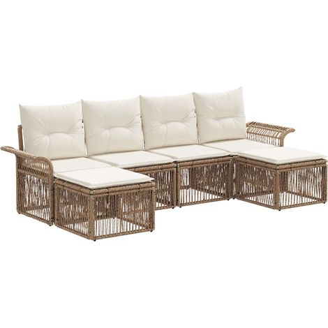 Gartensofa-set 6 pcs Beige Poly-Rattan vidaXL