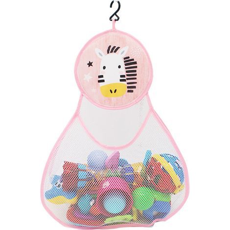 (Zebra) Children's Bathroom Toy Storage Bag for Bath Toys, Cartoon Design, Large Capacity Hanging Bag (1/4)