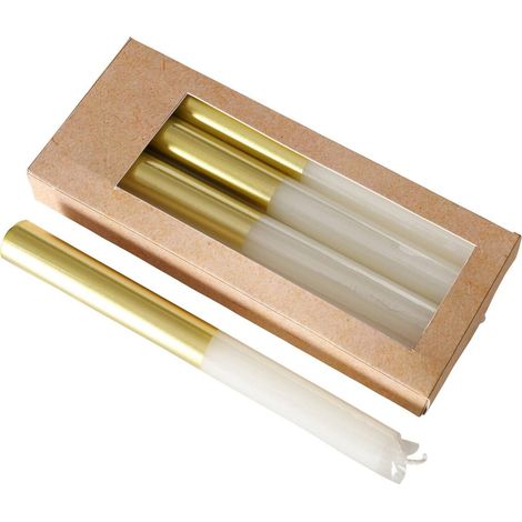 Bunte Kerzen mit goldener Verzierung, 4er-Set