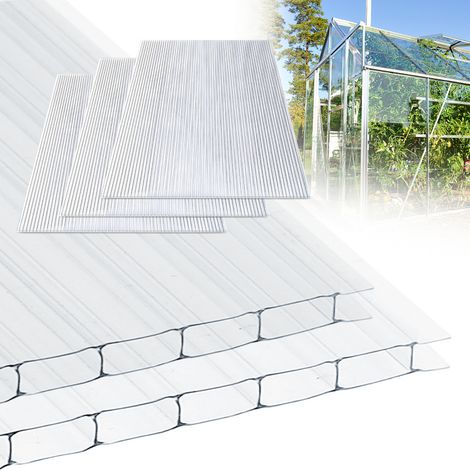 SWANEW Confezione da 10 lastre in policarbonato - doppia parete, spessore 8 mm, 121x60,5 cm, resistenti ai raggi UV, trasparenti (1/5)