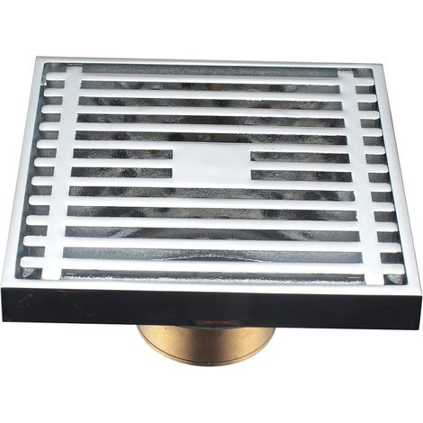 Siphon de sol carrée en acier inoxydable anti-odeur pour toilettes, salles de bains, cuisines - 10x10cm (1/5)