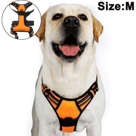 Harnais pour chien, harnais anti-traction avec 1 attache pour laisse, gilet rembourré doux et ajustable, gilet réfléchissant anti-étranglement en tissu Oxford avec poignée de contrôle facile (1/4)