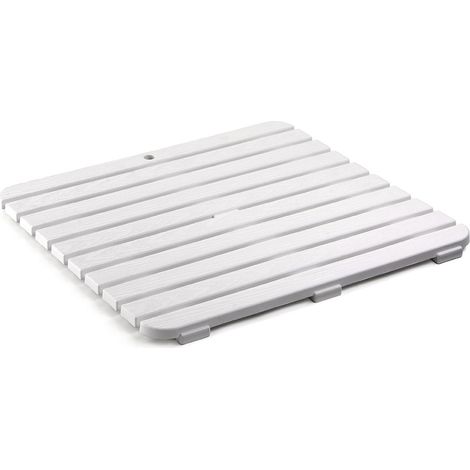 Pedana antiscivolo per doccia 55x55 cm in polipropilene con finitura bianca (1/4)