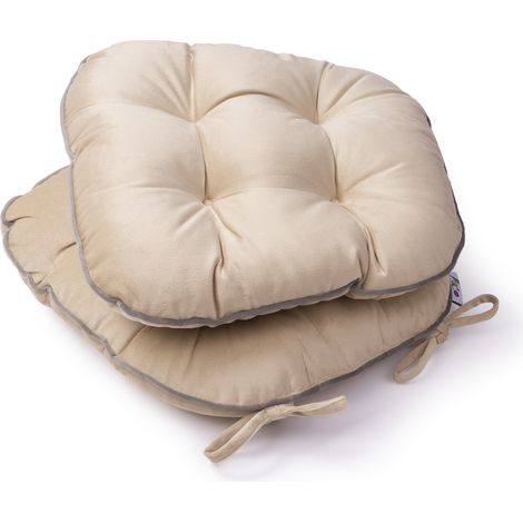 Paco Home Cojín De Asiento Con Cintas Sujeción 40x40 Base Silla Interior Beige 1, 40x40x5cm