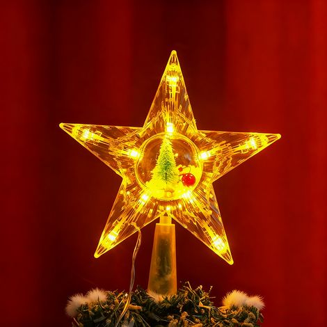 Décoration de sapin de Noël avec LED, Étoile décorative pour sapin de Noël, Décoration de Noël à piles, Lumière LED pour sapin de Noël, lumière chaude (1/5)