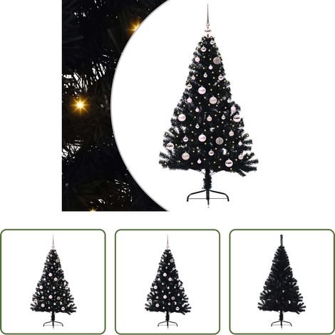 LED-Beleuchtung - Künstlicher vorbeleuchteter Weihnachtsbaum Schwarz 150 cm PVC (1/5)