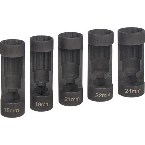Lntyq 5 pièces Douille d'écrou de Jambe de Force d'entraînement 12 Points 1/2, 18mm 19mm 21mm 22mm 24mm, Outils de Amortisseur de Chocs