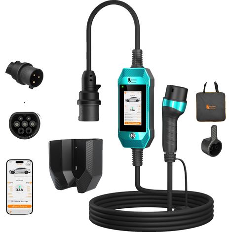 Tragbares EV-Ladegerät, Intelligente WiFi-Steuerung, Langlebiges Design, Frisch Grün (1/2)
