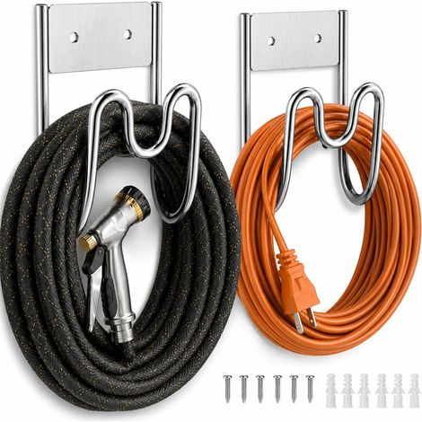 2 Pièce Support Tuyau Arrosage Mural, Support Tuyau Arrosage, Support Tuyau Aspirateur, Robuste Support pour Rallonge Tuyau Arrosage, pour Jardin (1/4)