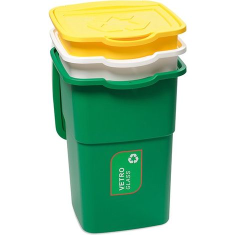 DEA HOME Pattumiera per raccolta differenziata ECO3, kit da 3 pattumiere da 50 litri, in plastica da interno ed esterno, (verde, blu, arancione)