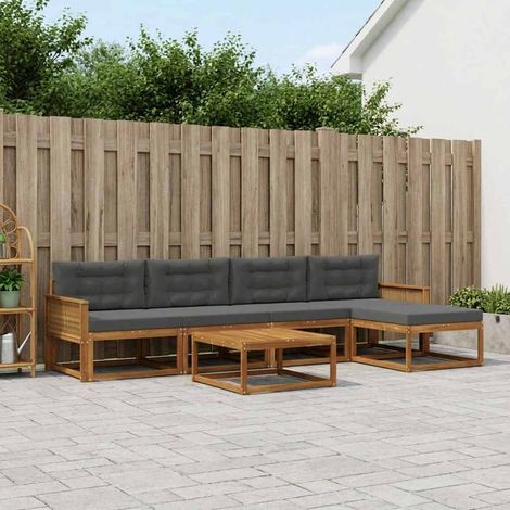 vidaXL Outdoor-Sofagarnitur mit Kissen 6 pcs Natur und Anthrazit (1/5)