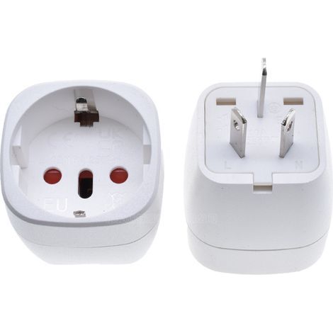 2-teiliges UK-Steckeradapter-Set, Reiseadapter Frankreich-UK, Steckeradapter für Irland, England, Schottland, Dubai, Malta, Typ-G-Adapter (Weiß) (1/5)