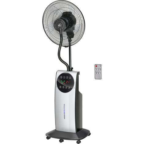 Ventilateur 2 en 1 avec affichage LED, minuterie, argent et noir, Ø 44,5 x 135 cm (H)
