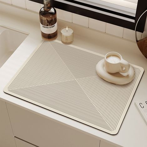 Alfombrilla para secar platos - Alfombrilla absorbente para encimera, para cafetera, escurridor de platos -(40×60 cm) (1/5)