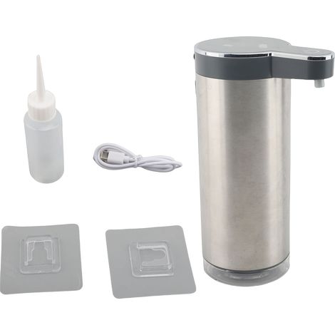 Dispenser di sapone automatico con sensore a infrarossi, in acciaio inox, per uso domestico, 4 livelli regolabili, tipo schiuma. (1/2)