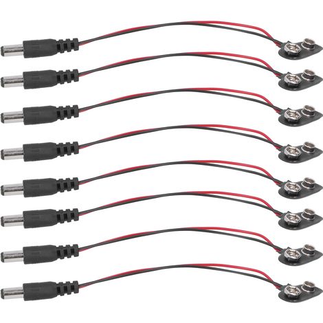 Lot de 20 connecteurs à pince pour piles 9 V, câble de connexion, composants de contrôle industriel, prise CC 2,1 mm (1/5)